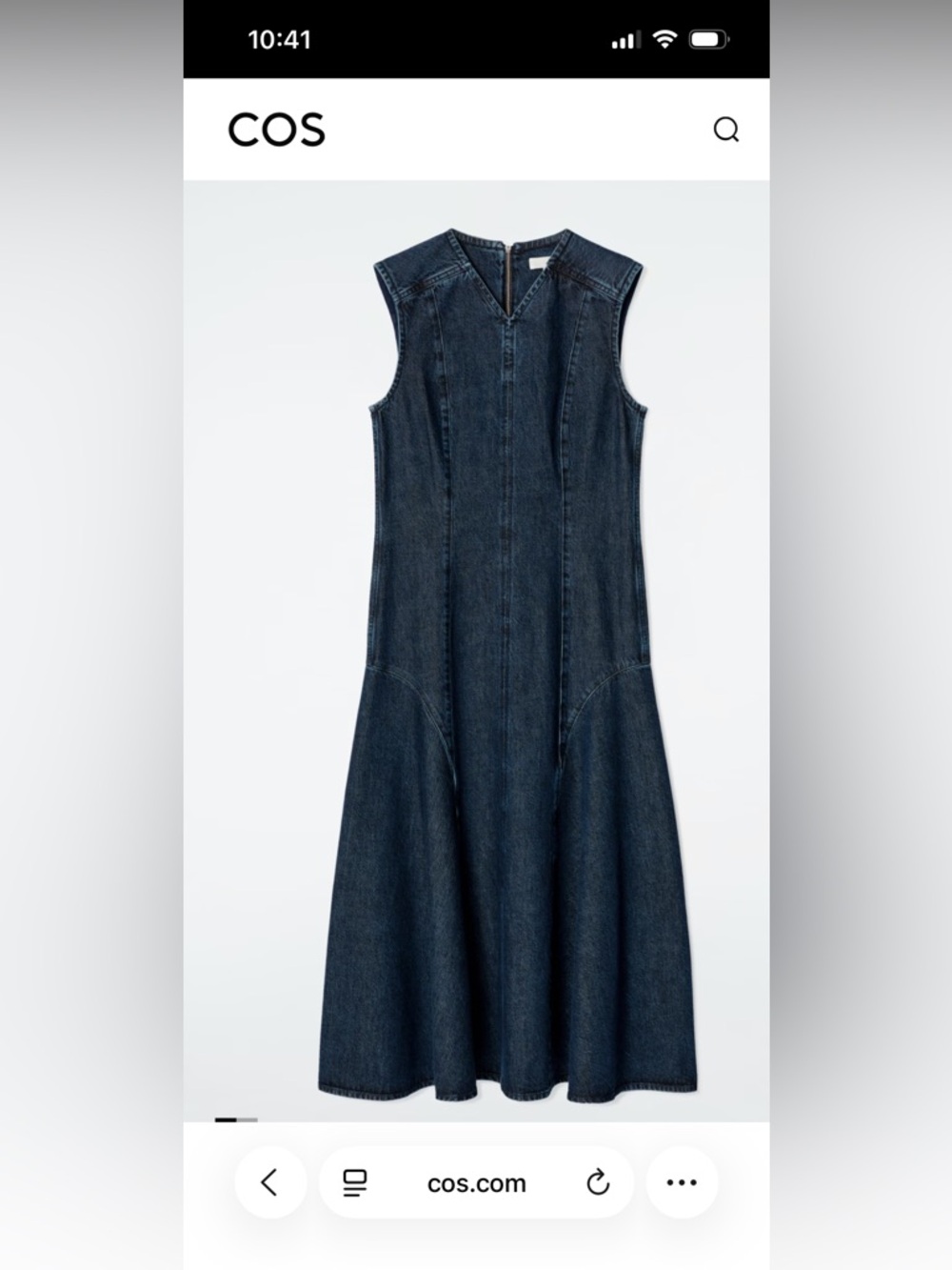 COS Drop-Waist Denim Midi Dress Sz 12